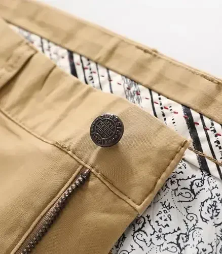 MZNBURAM Erkaklar uchun tor kesimli stretch paxtali moda toraygan kundalik chino shimlar - 5