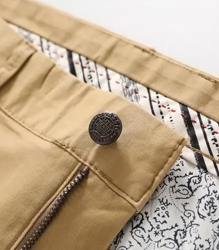MZNBURAM Erkaklar uchun tor kesimli stretch paxtali moda toraygan kundalik chino shimlar - 5