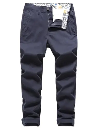 MZNBURAM Men's Slim-Fit Stretch Cotton Fashion Tapered Casual Chino Pants - 1