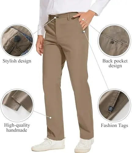 MZNBURAM Men's Slim-Fit Stretch Cotton Fashion Tapered Casual Chino Pants - 3