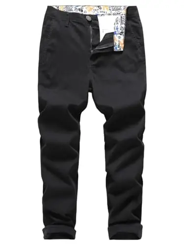 MZNBURAM Men's Slim-Fit Stretch Cotton Fashion Tapered Casual Chino Pants - MZNBURAM