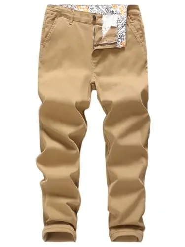 MZNBURAM Men's Slim-Fit Stretch Cotton Fashion Tapered Casual Chino Pants 