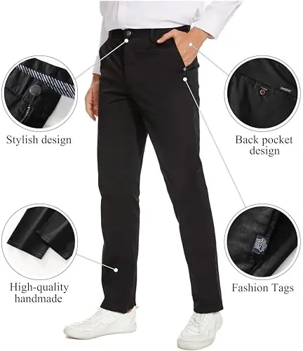 MZNBURAM Men's Slim-Fit Stretch Cotton Fashion Tapered Casual Chino Pants - 2