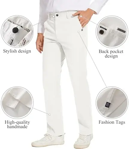 MZNBURAM Men's Slim-Fit Stretch Cotton Fashion Tapered Casual Chino Pants - 3