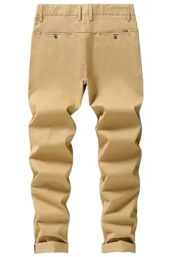 MZNBURAM Men's Slim-Fit Stretch Cotton Fashion Tapered Casual Chino Pants - 2