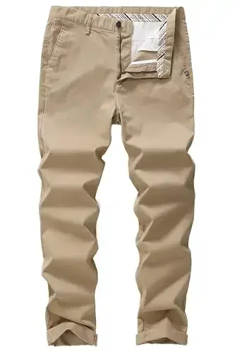 MZNBURAM Men's Slim-Fit Stretch Cotton Fashion Tapered Casual Chino Pants 