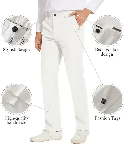 MZNBURAM Men's Slim-Fit Stretch Cotton Fashion Tapered Casual Chino Pants - 3