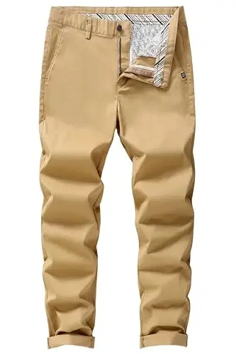 MZNBURAM Men's Slim-Fit Stretch Cotton Fashion Tapered Casual Chino Pants - 1