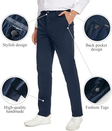 MZNBURAM Men's Slim-Fit Stretch Cotton Fashion Tapered Casual Chino Pants - 3