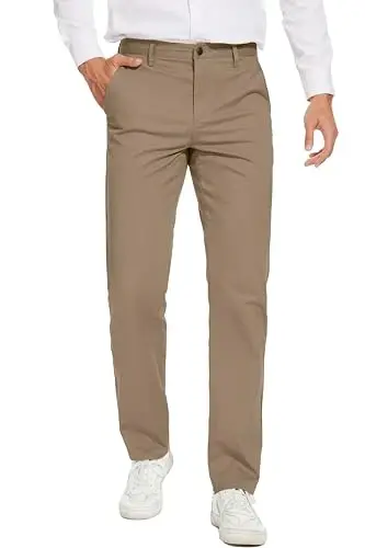 MZNBURAM Men's Slim-Fit Stretch Cotton Fashion Tapered Casual Chino Pants 