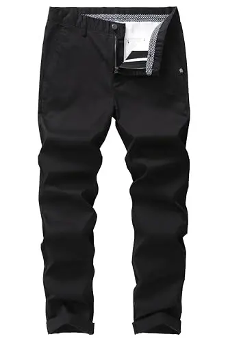 MZNBURAM Men's Slim-Fit Stretch Cotton Fashion Tapered Casual Chino Pants - 1