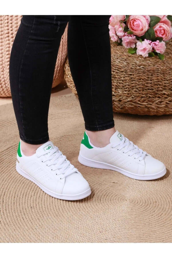 N 15306-07 White Green Unisex Casual Walking Sneakers - 7