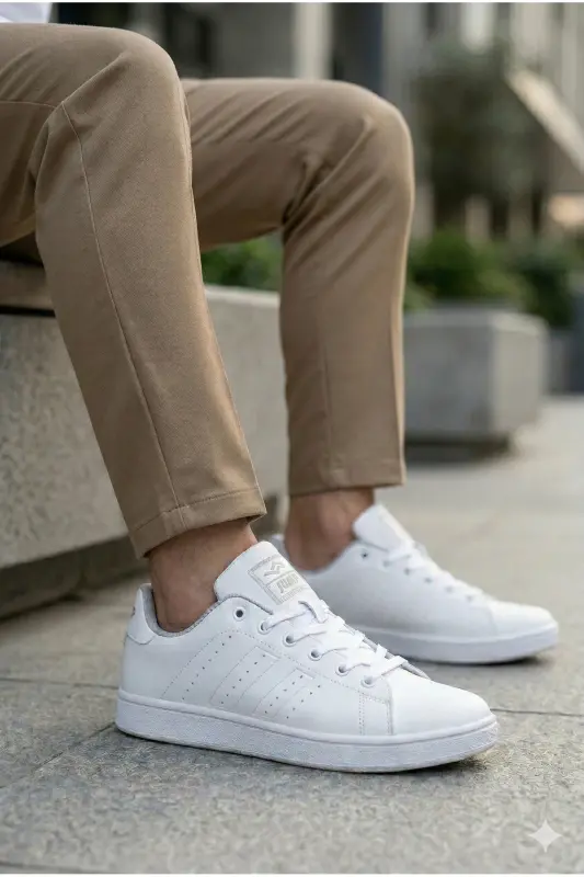 N 15306 Beyaz Unisex Ortopedik Sneakers Günlük Yürüyüş Spor Ayakkabısı - Beyaz1 - 2