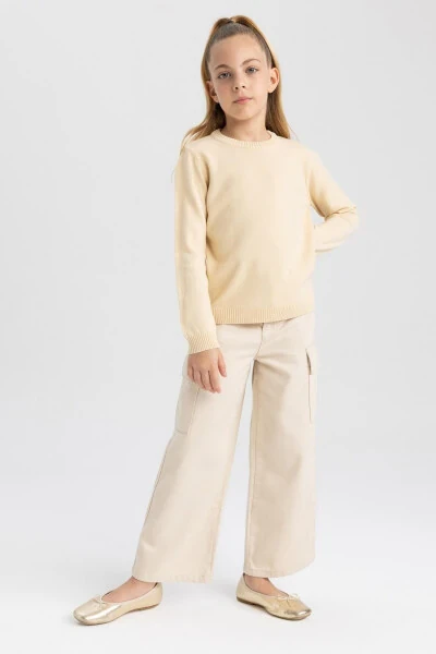 N8505a623au girls' school sweater with a polo collar - DEFACTO (1)