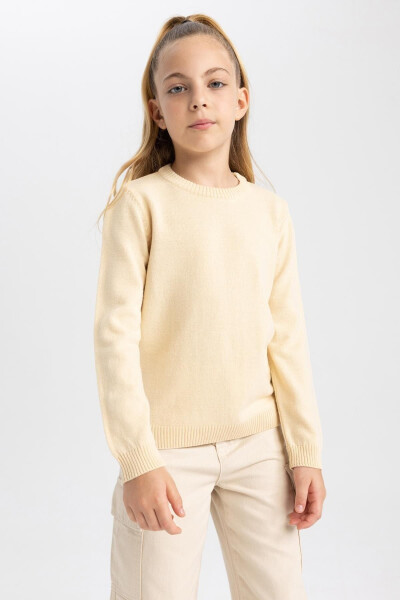 Kız Çocuk Bisiklet Yaka Okul Kazağı N8505a623au - Bej-BG378 - 4