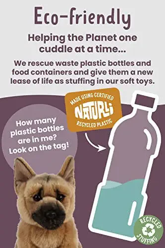 Набивная игрушка немецкая овчарка от Living Nature | Пушистая собачка | Мягкая игрушка в подарок детям | 8 дюймов - 4