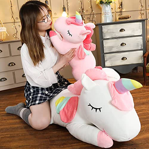 Набивные игрушки Hitoshe Unicorn, Мягкая плюшевая подушка-обнимашка Unicorn, Подарки для детей (розовый, 12 дюймов) - 6