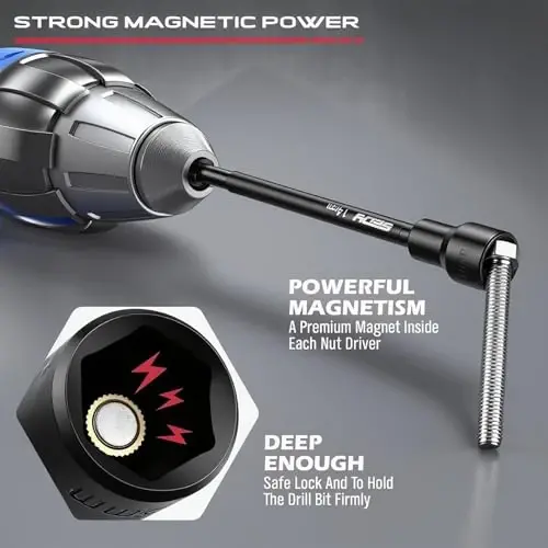 Набор бит для ударных гайковертов - 31-элементный магнитный набор бит для ударных дрелей Extra Long Hex Nut Setter Driver Holder - метрические бит для отверток SAE 1/4 привод хвостовика адаптера удлинителя - SEDY (1)