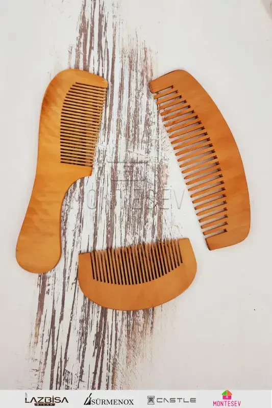 Набор деревянных расчесок из натурального дерева - 3 МОДЕЛЬ - MONTESEV