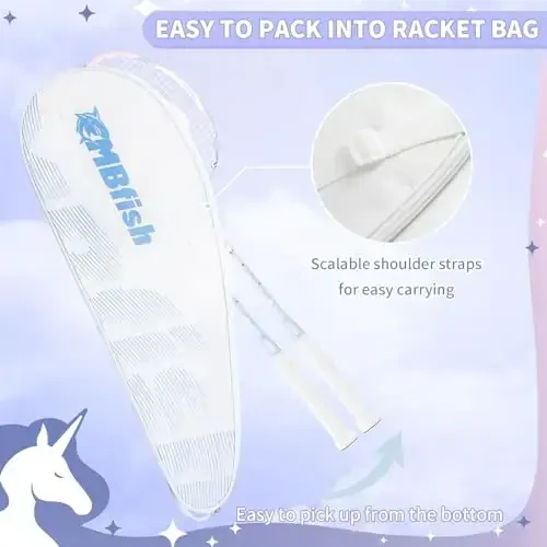 Набор для бадминтона MBFISH с 2 карбоновыми ракетками, 3 воланчиками, 2 сменными лентами для рукояток ракетки и 1 сумкой для бадминтона - идеально подходит для начинающих и игр на открытом воздухе - 3
