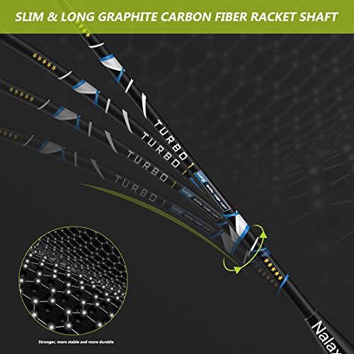 Набор для бадминтона Nalax, 2 ракетки для бадминтона, карбоновая ракетка для бадминтона с 3 воланчиками и 1 сумкой для переноски, игры в бадминтон на заднем дворе для улицы, сада, пляжа, семейная забавная игра - 3