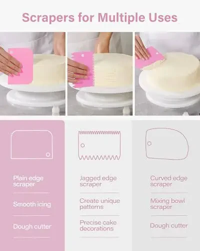 Набор для кондитерских изделий Kootek из 32 деталей с 24 насадками для крема, 2 многоразовыми кондитерскими мешками 12 дюймов, многоразовые кондитерские мешки и насадки, набор для украшения тортов для глазури, печенья, кексов - 9