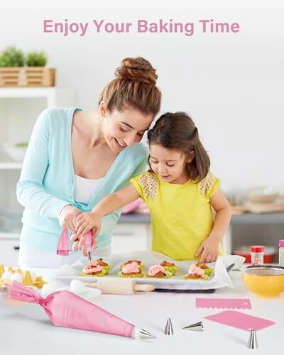 Набор для кондитерских изделий Kootek из 32 деталей с 24 насадками для крема, 2 многоразовыми кондитерскими мешками 12 дюймов, многоразовые кондитерские мешки и насадки, набор для украшения тортов для глазури, печенья, кексов - 12