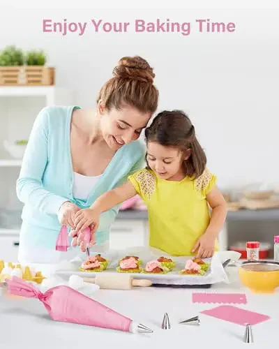 Набор для кондитерских изделий Kootek из 32 деталей с 24 насадками для крема, 2 многоразовыми кондитерскими мешками 12 дюймов, многоразовые кондитерские мешки и насадки, набор для украшения тортов для глазури, печенья, кексов - 12