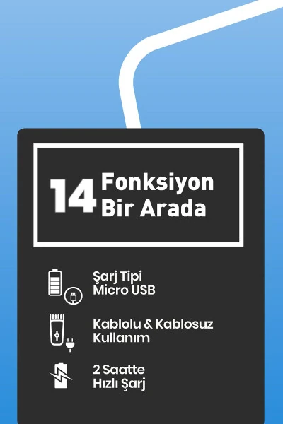 Набор для мужского ухода Jest 9 в 1 с проводным и беспроводным режимом работы, подставкой из нержавеющей стали и Micro Usb - 8