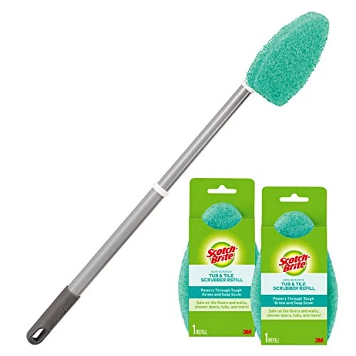 Набор для мытья ванн и плитки Scotch-Brite Extendable Tub & Tile Scrubber Kit, включает 1 ручку и 3 не царапающие моющие губки - 3M