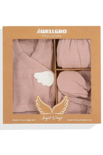 Набор для новорожденных Angel Wings Муслин 5 шт. - розовый - 3