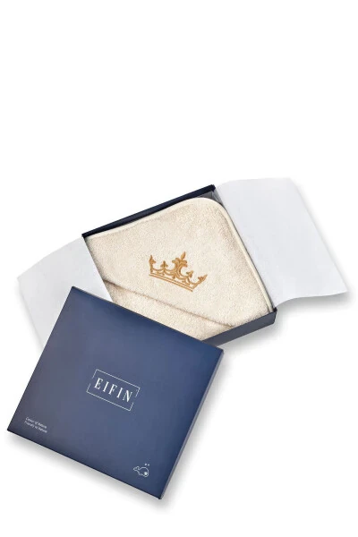 Набор для новорожденных с полотенцем, пеленкой и мочалкой в специальной коробке с вышивкой короны из бамбука - 6