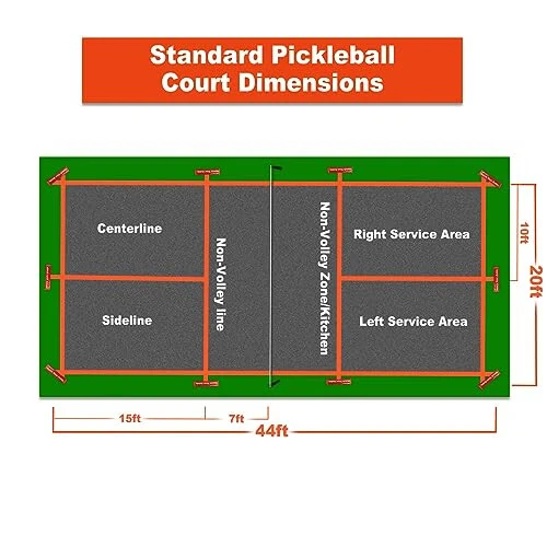 Набор для разметки площадки для пиклбола Singker, портативный, инновационный, 10 мешков с молнией для защиты от ветра, временные линии границ для пиклбола, 8 нейлоновых лент, сетка не включена - 6