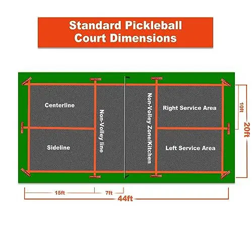 Набор для разметки площадки для пиклбола Singker, портативный, инновационный, 10 мешков с молнией для защиты от ветра, временные линии границ для пиклбола, 8 нейлоновых лент, сетка не включена - 6