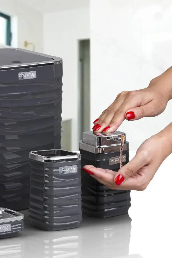 Набор для ванной Luna Антрацит Хром Квадрат 5 предметов - 3