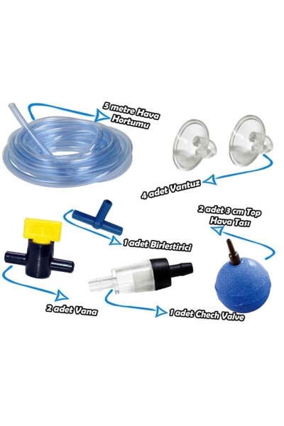 Набор для воздухоснабжения аквариума Plus 5 метров 2x3см воздушный камень - 1