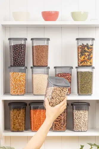 Набор для хранения продуктов 12 шт. с этикетками и герметичными крышками - 1200 мл - В комплекте этикетки - ICONE LIFE (1)