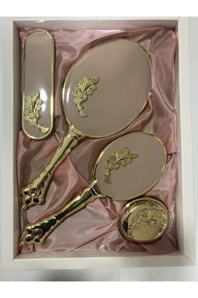 Набор гребней с зеркалом с желтыми листьями - 1