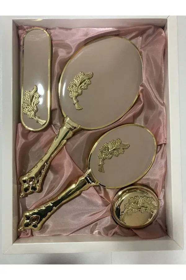 Набор гребней с зеркалом с желтыми листьями - 1