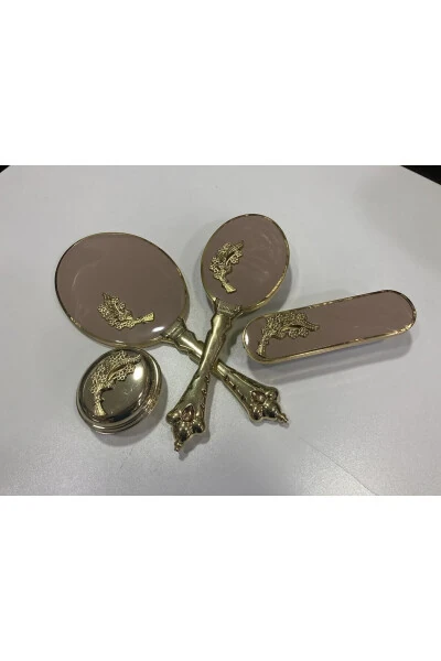 Набор гребней с зеркалом с желтыми листьями - 2