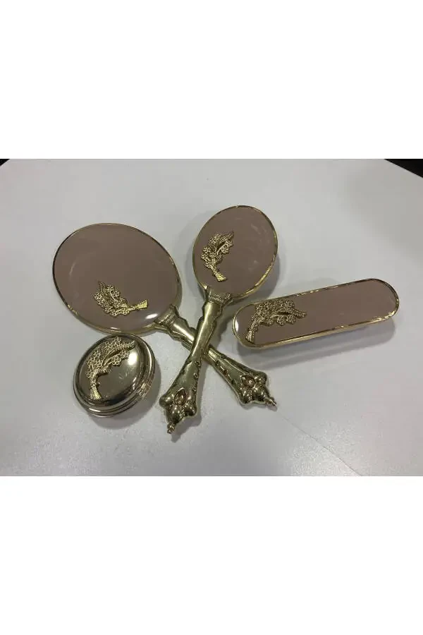 Набор гребней с зеркалом с желтыми листьями - 2