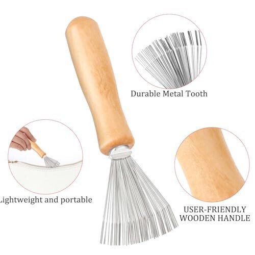 Comb and Brush Cleaner Tool Set - 3 Pieces with Rake Design for Home and Salon Use - 3