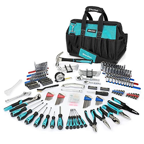 Набор инструментов DURATECH 269-Piece Socket Wrench and Home Repair Hand Tool Kit - Ежедневный набор ручных инструментов для механиков с сумкой для инструментов с широким открытым ртом - 1