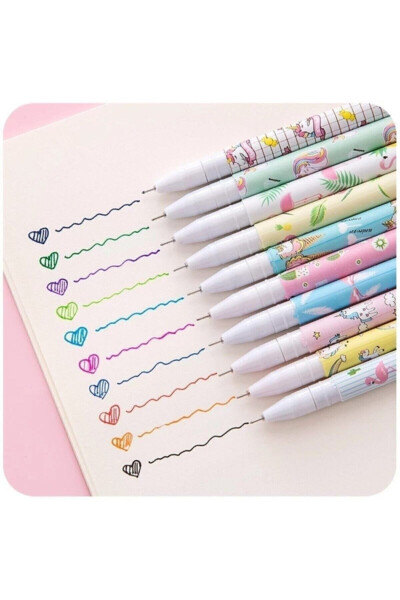 Набор из 10 гелевых ручек с единорогом и фламинго - 7