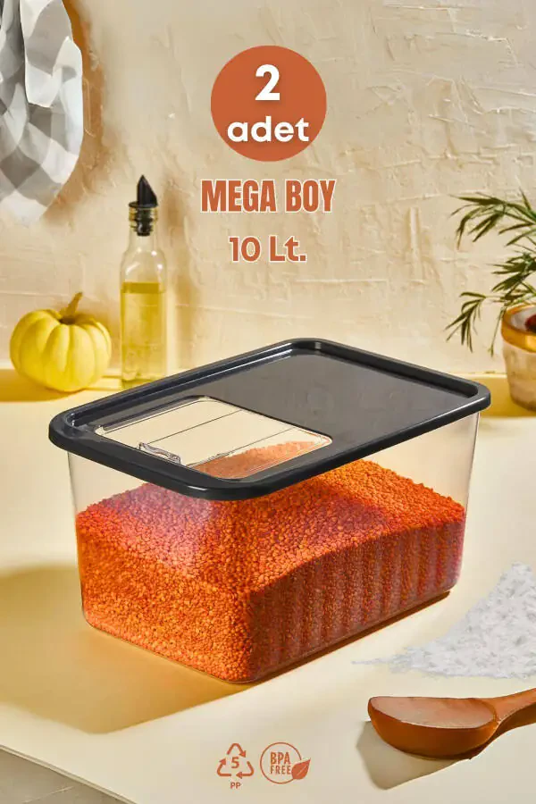 Набор из 2 контейнеров для хранения продуктов Mega Boy со скользящей крышкой - Многофункциональный органайзер для холодильника 10 л - 1