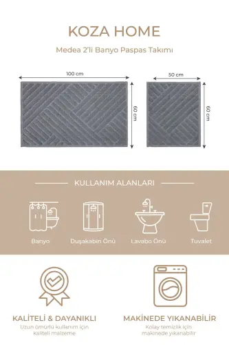 Набор из 2 хлопковых ковриков для ванной Medea Grey 60x100 60x50 8593 