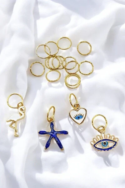 Набор из 20 заколок для волос с синей фигуркой фламинго, морской звездой и голубым глазом - PETEK AKSESUAR