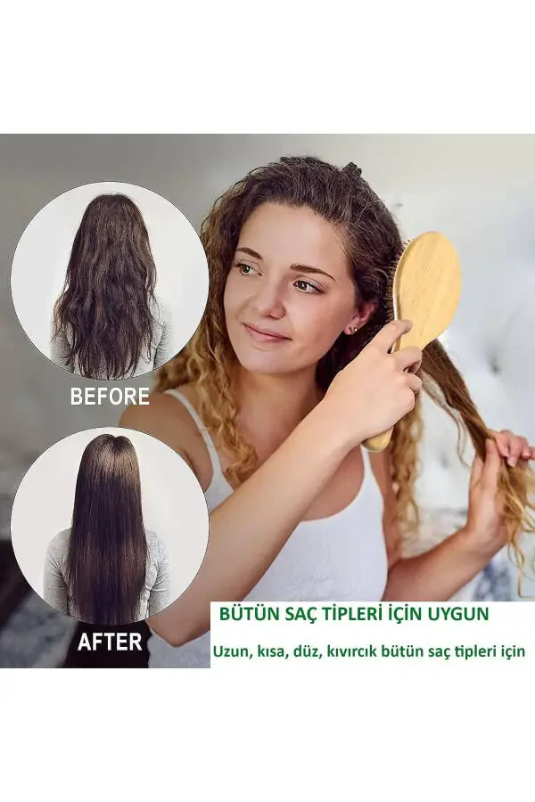 Набор из 4 натуральных бамбуковых щеток для волос, 100% бамбук - 7