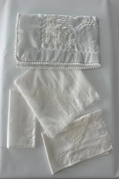 Набор из 4 предметов с игольным кружевом для молитвенного коврика - набор из 4 предметов для молитвенного коврика с игольным кружевом для приданого - Modazone