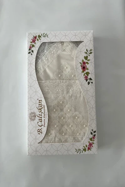 Набор из 4 предметов с игольным кружевом для молитвенного коврика - набор из 4 предметов для молитвенного коврика с игольным кружевом для приданого - Modazone (1)